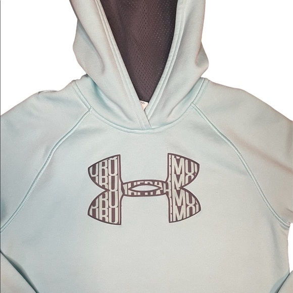 Under Armour Girls Storm1 Logo Cool Mint Fleece Loose Pullover Hoodie Size YLG - Picture 4 of 9